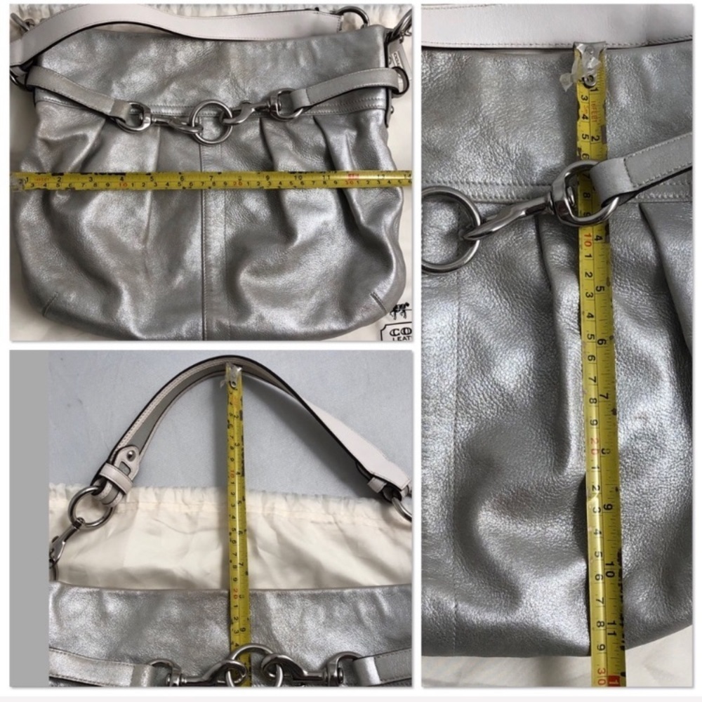 Coach silver metallic soft goat suede leather hobo bag with nickel hardware - Picture 14 of 15